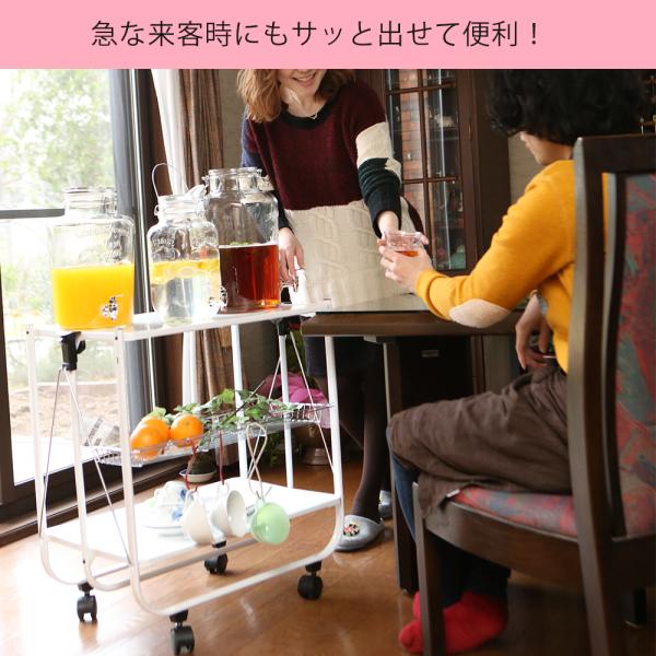 ホワイト キッチンワゴン キャスター付き ホールディングトローリー　ダルトン風 DULTON Folding trolley / ダルトン フォールディング