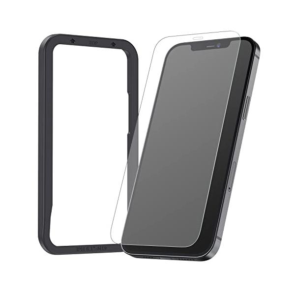 アンチグレア NIMASO ガラスフィルム iPhone12 / iPhone 12Pro 用 保護 フィルム 反射防止 ガイド枠付き