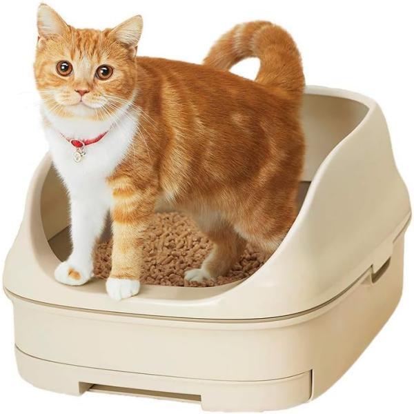 ニャンとも清潔トイレセット 約1か月分チップ・シート付 猫用トイレ本体 オープンタイプ ライトベージュ