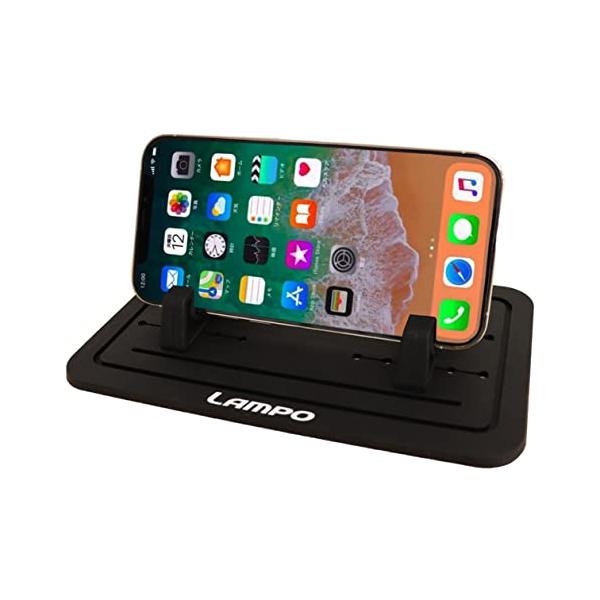 LAMPO スマートフォン用車載ホルダー GPS用クリップホルダー iPhone 各種スマートフォン スマホスタンド ダッシュボード 滑り止め 水洗い可日本ブラ