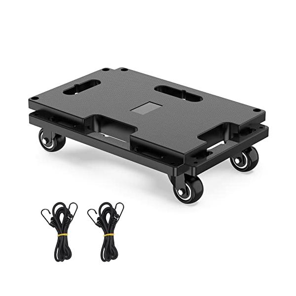 SOLEJAZZ 連結平台車 台車 耐荷重 200kg 27×40cm 縦横連結可能 キャスター付き 滑り止め 軽量静音 家庭用 業務用 固定ロープ付き ブラック