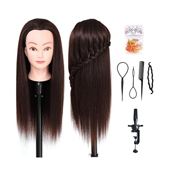 Ba Sha 練習用 編み込み練習用 ウィッグマネキンヘッド ヘアアクセサリーセット 美容室サロン 100%合成髪 YK-04