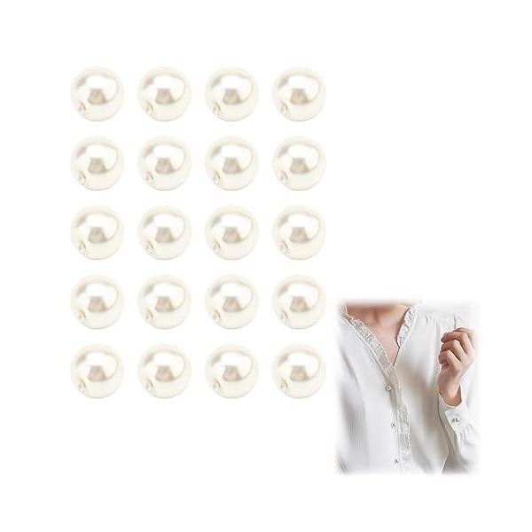 Doyime パール ボタン 20個入り デザイン縫製ボタン 手芸材料クリスタルボタン パール半丸ボタン 装飾ボタン 手縫いのボタン 10mm ツヤあり 人工パー