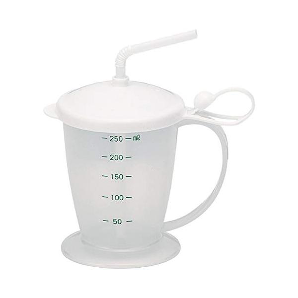 小森樹脂 コップ 倒れない 安定 ストロー付きコップ ホワイト 300ml 日本製 8-4235-01