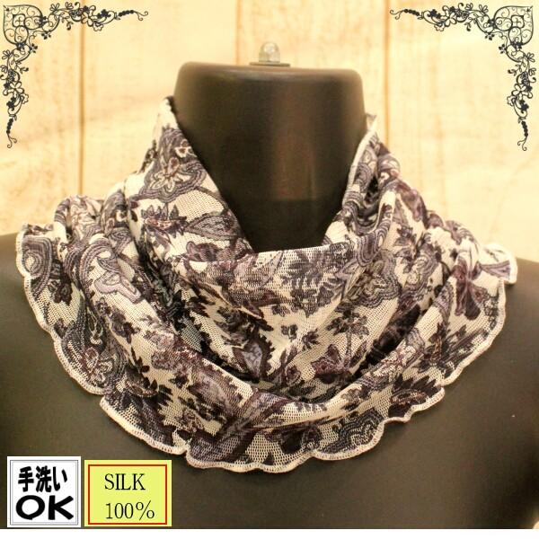 シルクネックカバー 絹100 グレー系ペイズリー柄 日焼け対策 Uvケア スカーフ ネコポス メール便 012 26 18 7111 Ys Shopping レディース ヤマザキ 通販 Yahoo ショッピング