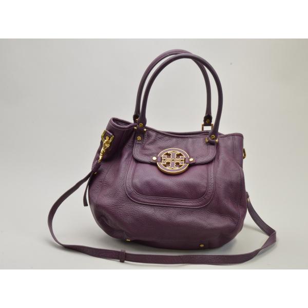 【美品】トリーバーチ 2way レザー ショルダーバッグ クラッチ 紫 TORY BURCH トリーバーチ バッグ 2WAY ショルダー レザー