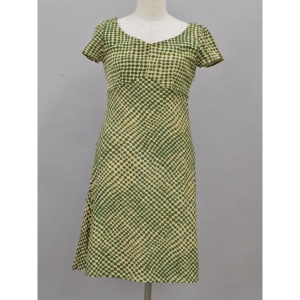 シビラ Sybilla ワンピース コットン Mサイズ ベージュ×グリーン  