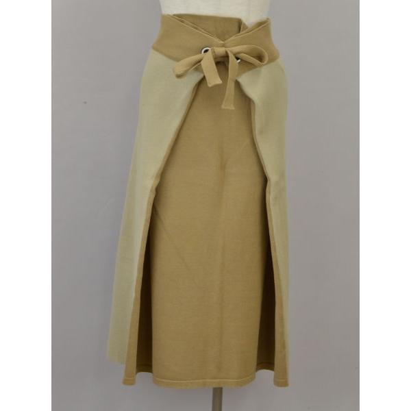 タン TAN ニットスカート TN17SS037 カーキ×ベージュ レディース j_p F  