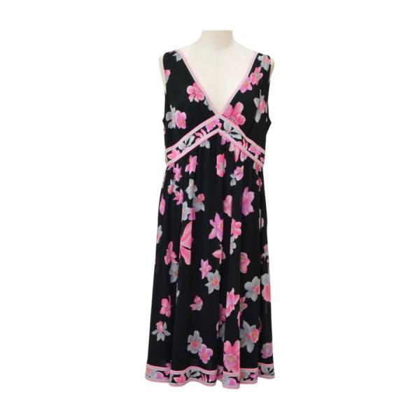 LEONARD（レオナール） ワンピース ロング丈 花柄 サイズ LL ブラック