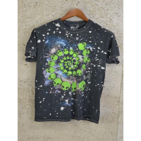 宇宙人の顔 うずまき イラスト 銀河 Tシャツ 古着 ヴィンテージ M