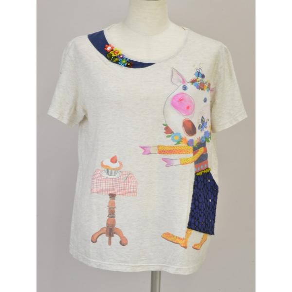 アルベロベロ ALBEROBELLO ぶたさん Tシャツ/カットソー ライトグレー 