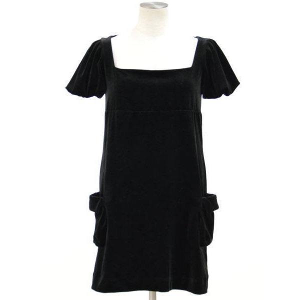 【新品同様】38 フォクシーニューヨーク　黒　ベロア　ストレッチ　ワンピース フォクシーニューヨーク VELOUR NOIR by FOXEY NEW YORK