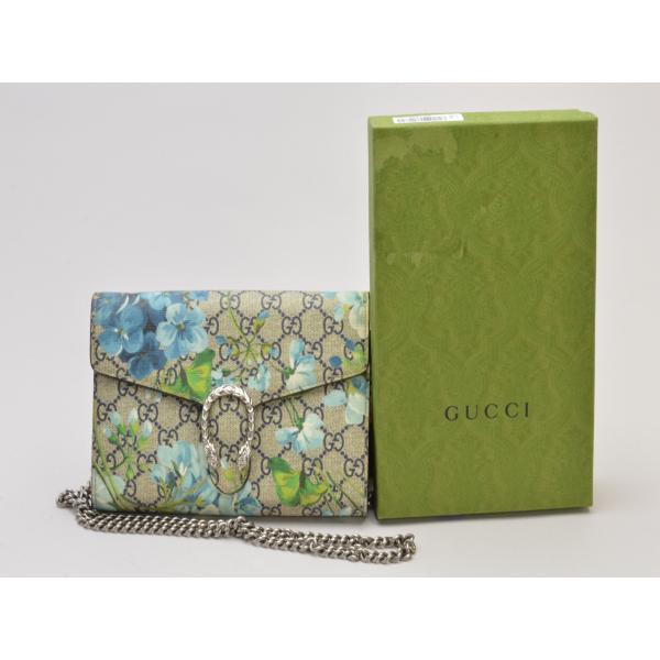 GUCCI（グッチ）ディオニュソス ブルームス柄 チェーンウォレット GUCCI グッチ GGブルームス ディオニュソス PVC×レザー チェーン