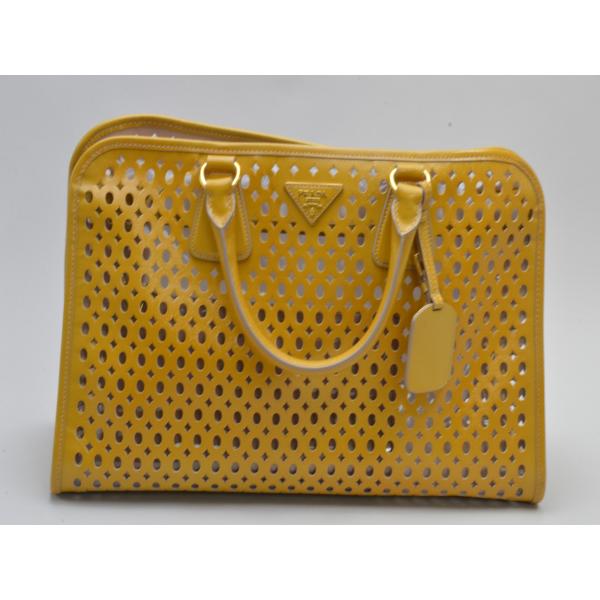 【値下げ】PRADA イエロー ハンドバッグ PRADA プラダ 2Wayバッグ ショルダーバッグ ハンドバッグ 三角