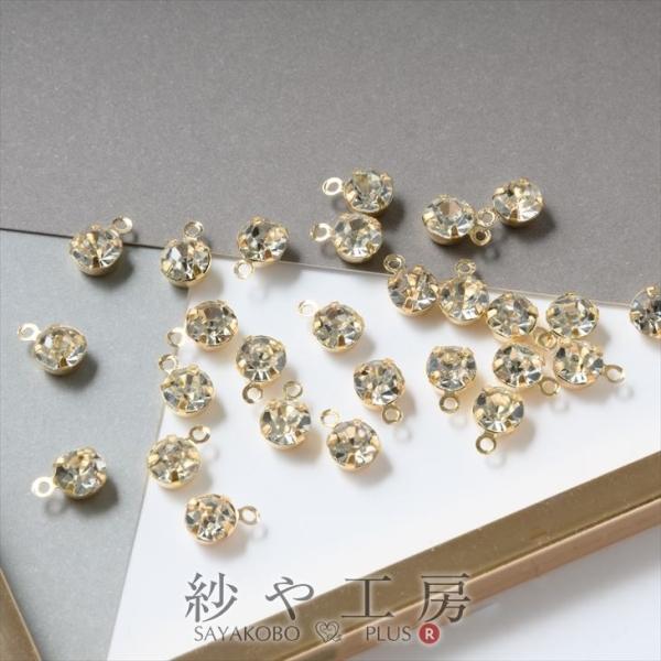 ラインストーンパーツ(約5mm)約25個 KC金xクリスタル ラウンド カン