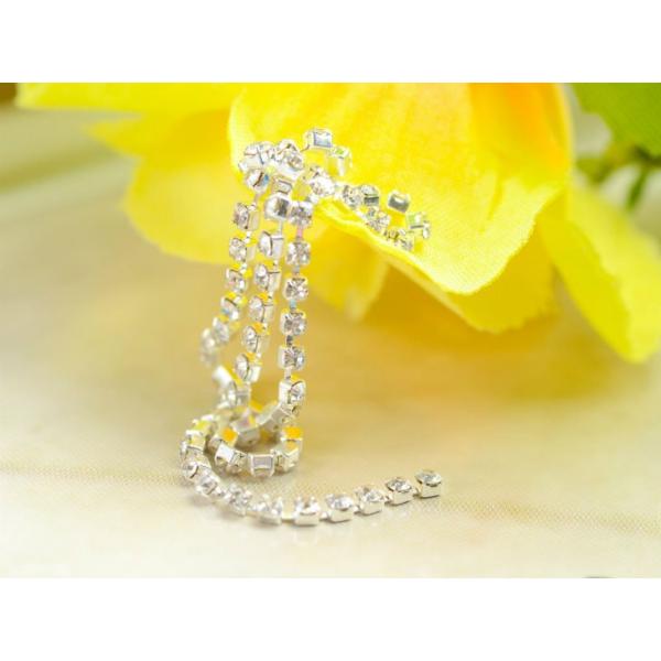 連爪 ガラスストーン 約2mm 約10cm 白銀xクリスタル 連爪チェーン