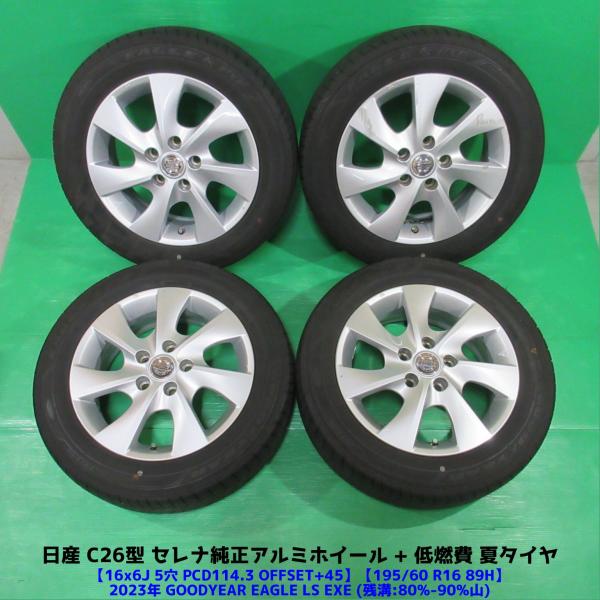 セレナ C26 セレナ純正 195/60R16 2023年バリ山夏タイヤ 80%-90%山