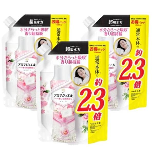 P＆G レノア ハピネス アロマジュエル 香り付け専用ビーズ ホワイトサボン つめかえ ホワイトサボン 1080ml 3個セット P＆G 柔軟剤 詰め替え 特大 ニオイ対策