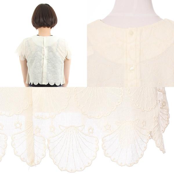 オーガニックコットン シェルレース刺繍トップス Liv Ra お得な値段で
