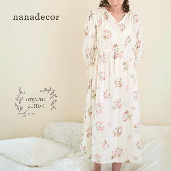 現行✨良品✨ ナナデェコール　プリムローズサイドリボンワンピース　ダブルガーゼ nanadecor（ナナデェコール） オーガニックコットン プリムローズ
