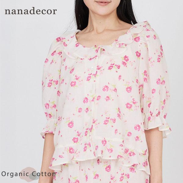 オーガニックコットン フレンチローズブラウス nanadecor ナナデコール