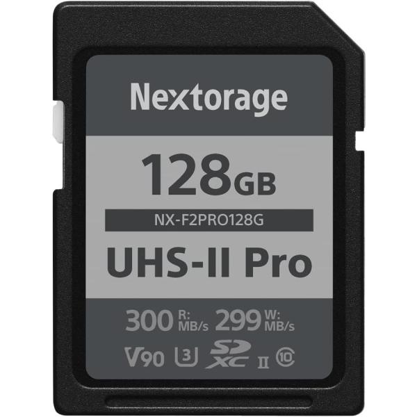 他サイト： Nextorage 日本メーカー 128GB UHS-II V90 SDXC SDカード 最大読出し速度300MB/s 最大書込み速度299MB/s pSLC ４K/8K録画 F2PRO NX-F2PRO128G ネクストレージの商品画像