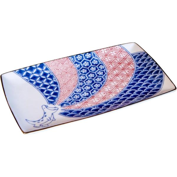 長角皿 長皿 祥瑞竜 江戸っ子恐竜 アワサカ 23.5cm 電子レンジ 食洗機対応 日本製 EK88-K01 awasaka