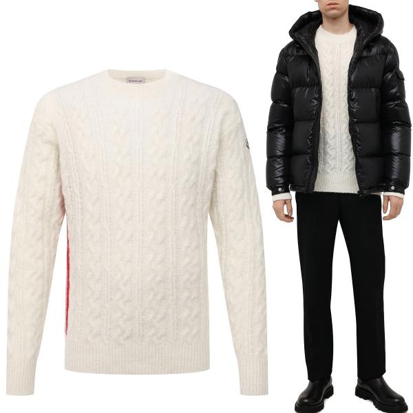 送料無料!!33 MONCLER モンクレール ホワイト 9C00008 M1211 クルーネック アルパカ混合 セーター MONCLER（モンクレール） 送料無料 33 MONCLER 9C00008 M1211 ホワイト