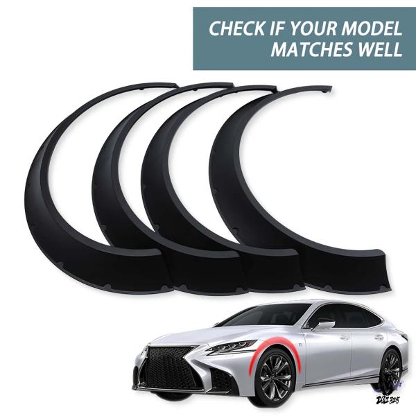 互換品 ユニバーサル柔軟な車用フェンダーフレア 4ピースセット 黒