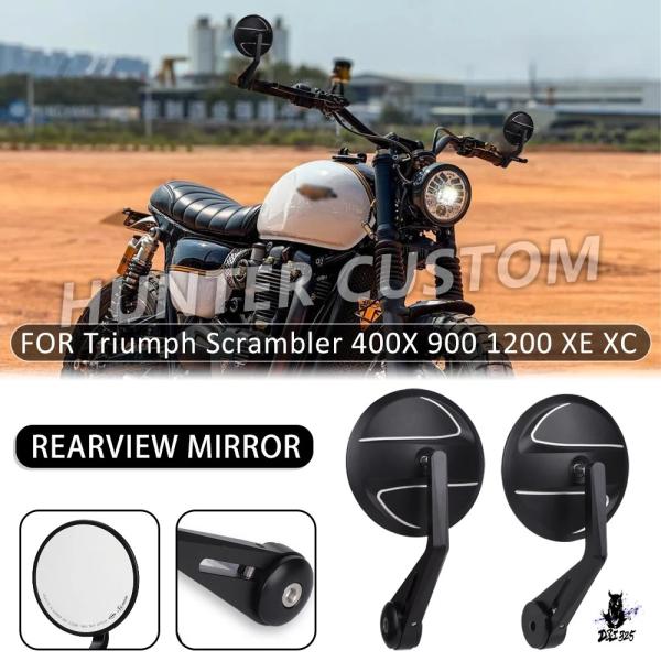 互換品 トライアンフ スクランブラー 400X/900/1200 XE/T100/T120 用 CNC アルミ合金 バックミラー
