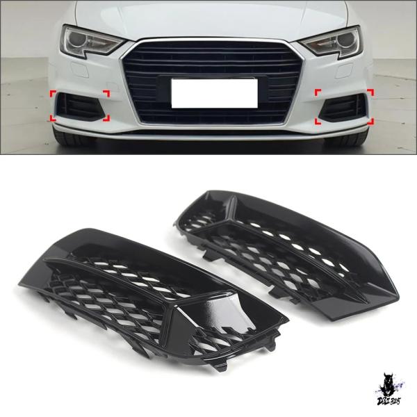 互換品 アウディ A3 セダン 2017-2020 用 フロントグリル フォグランプカバー 2個セット