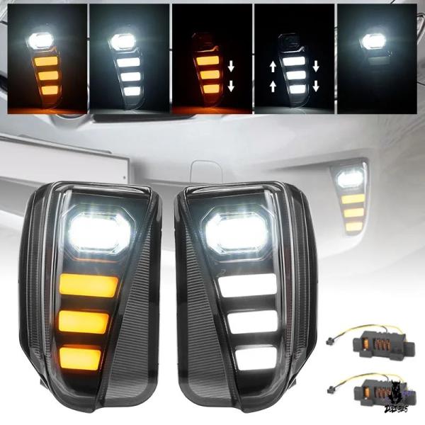互換品 トヨタ プリウス ZVW30 2012-2015 用 DRL LEDフォグランプ ホワイト/イエロー