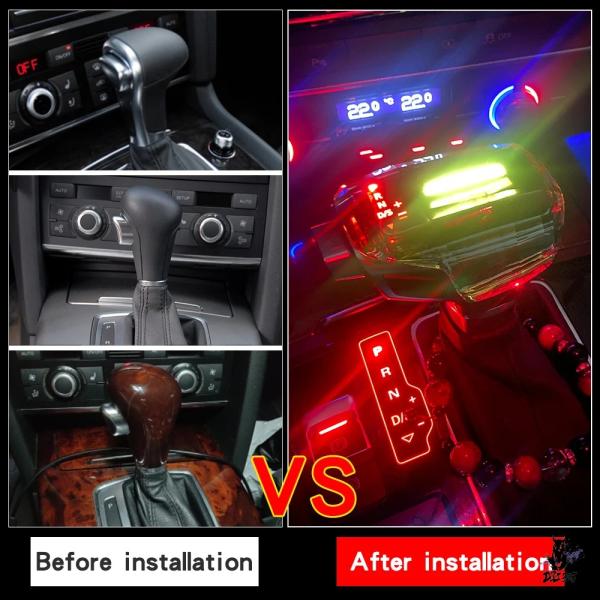互換品 アウディ A3/A4/A5/A6/A7/S5/S6/S7/Q5/Q7 用 LEDクリスタルギアシフトノブ