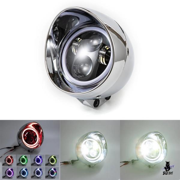 互換品 7インチ LED クローム バレット ヘッドライト ホンダ スティード シャドウ ヤマハ用