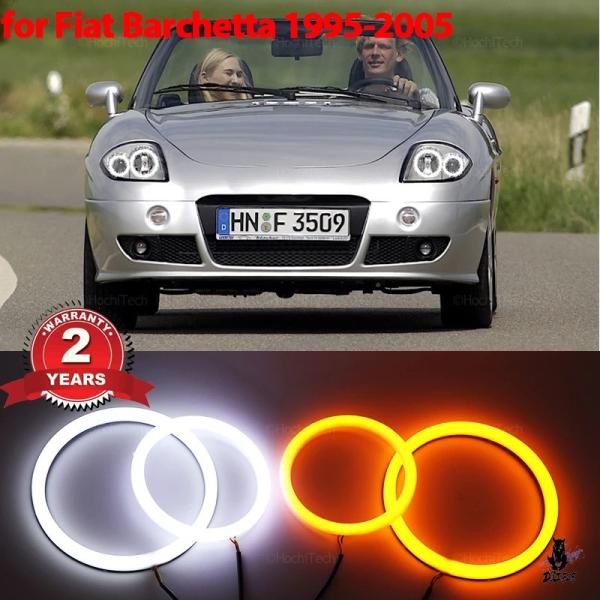 互換品 フィアットバルケッタ 1995-2005 用 LEDヘッドライトキット エンジェルアイリング付き