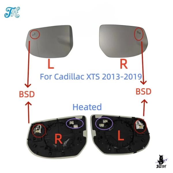 互換品 キャデラック XTS 2013-2019 用 サイドミラー 加熱式バックミラー ブラインドスポットレンズ