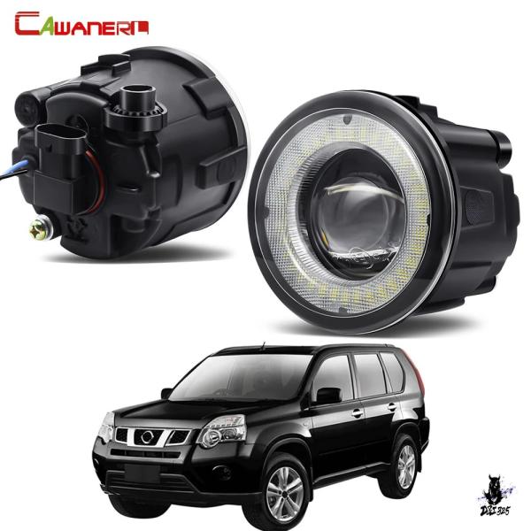 互換品 日産エクストレイル T31 2007-2013 用 LEDフォグランプ エンジェルアイ DRLヘッドライト 2個セット