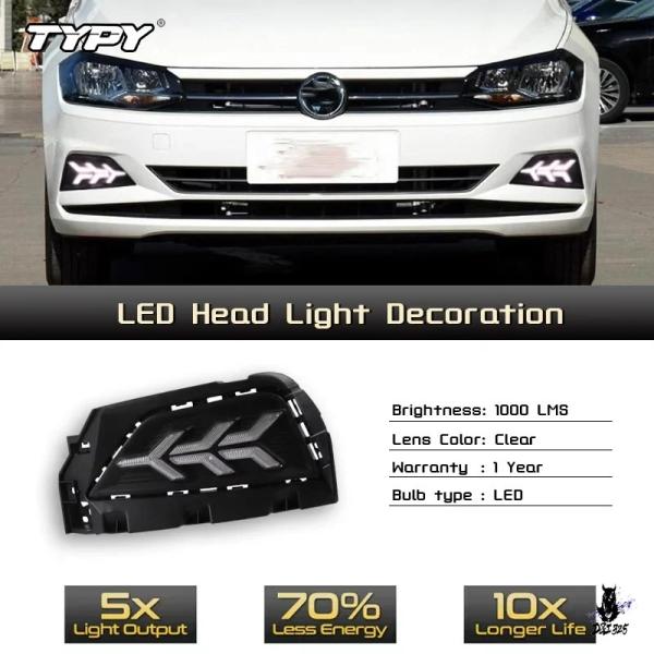 互換品 フォルクスワーゲン ポロ 2019-2024 用 LEDフォグランプ デイタイムランニングライト