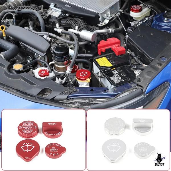 互換品 スバル WRX レヴォーグ 2022-2025 アルミシルバー/レッド エンジンルームオイルキャップ