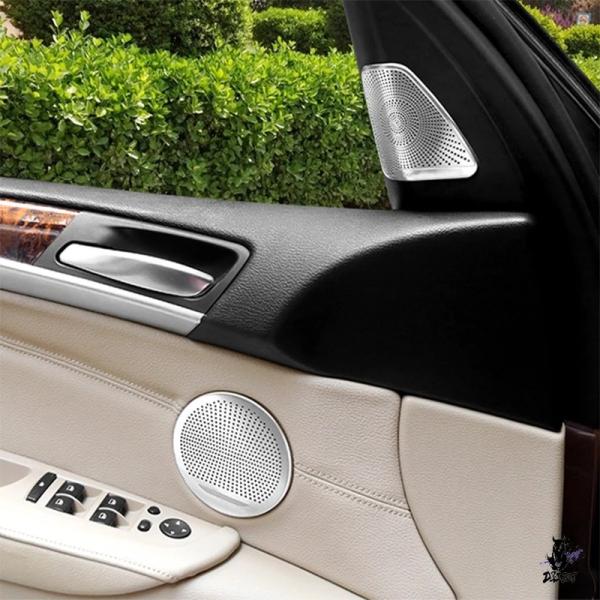 互換品 BMW X5/X6 E70/E71 用 ステンレス製ドアオーディオスピーカー装飾カバー