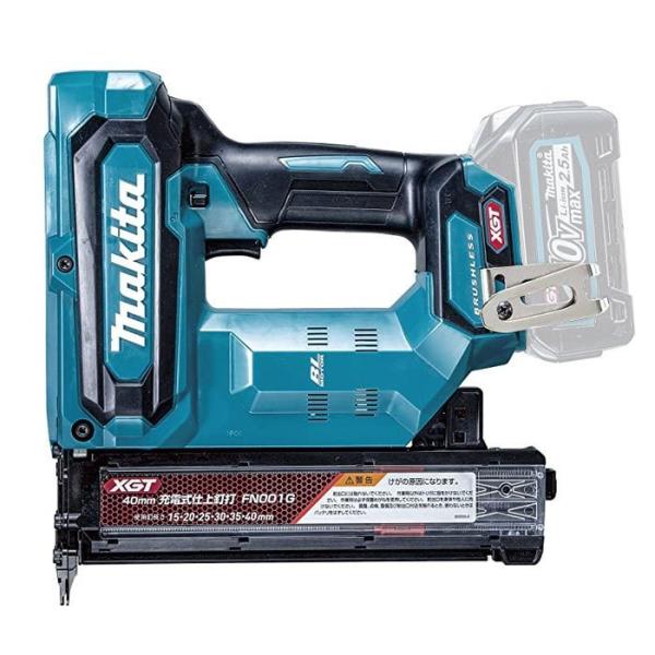 マキタ 40V 40mm充電式仕上釘打 FN001GZK 本体+ケースのみ(バッテリ・充電器別売) 40Vmax※バッテリ・充電器別売/本体+ケースのみモデル●ホースレスで軽快！美しい仕上がり●クラス最強！エア式同等の打込み※マキタ調/マキ...