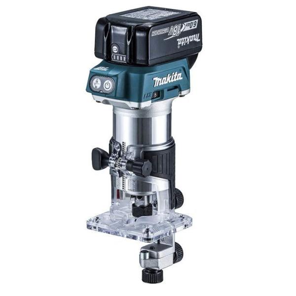 マキタ　１８Ｖ　充電式トリマ　ＲＴ５０ＤＲＧ　６．０Ａｈモデル■バッテリＢＬ１８６０Ｂ・充電器ＤＣ１８ＲＣ・プラスチックケース付従来のＡＣ機と比べ、作業スピードは約３０％ＵＰ↑コードレスだから、取り回しも軽快！コードの煩わしさもなく、仕上が...