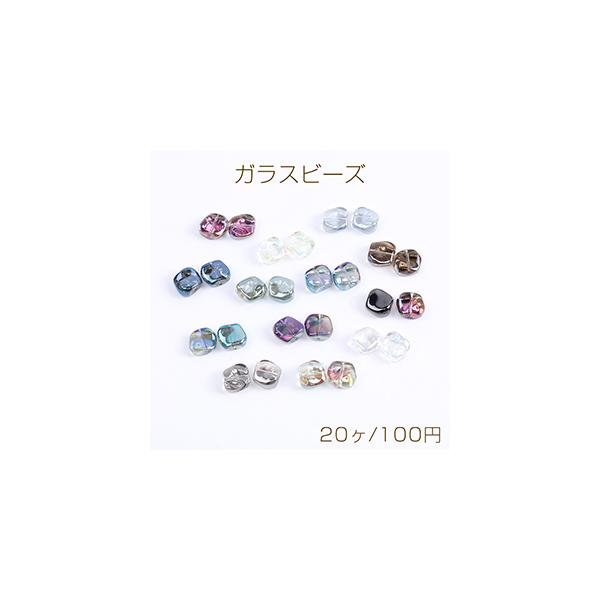 メッキガラスビーズ 四角形 10×11mm（20ヶ）
