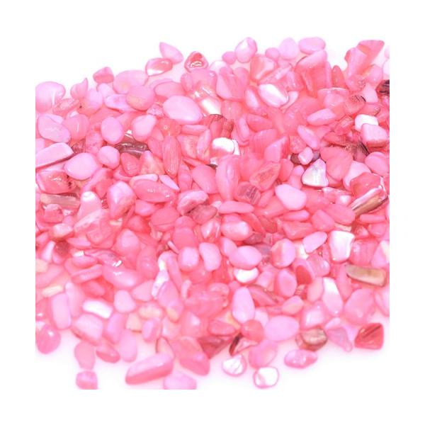 ④シェル さざれ ローズピンク 染色 注文 染色シェル貝 さざれ石(穴