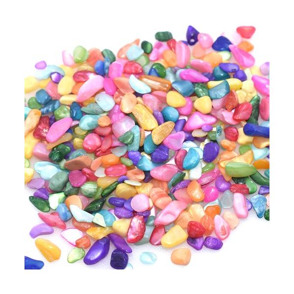 ⑥シェル さざれ カラフル 染色 染色シェル貝 さざれ石(穴なし) カラー 5-7mm(50g) : ビーズアンド