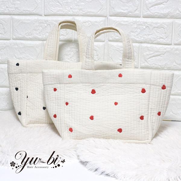 宅配便送料無料】 バッグ/ヌビバッグ ハート刺繍 Sサイズ 舟形