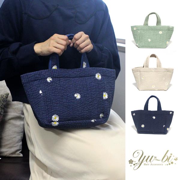 宅配便送料無料】バッグ/ヌビバッグ お花 刺繍 可愛い Sサイズ 舟形