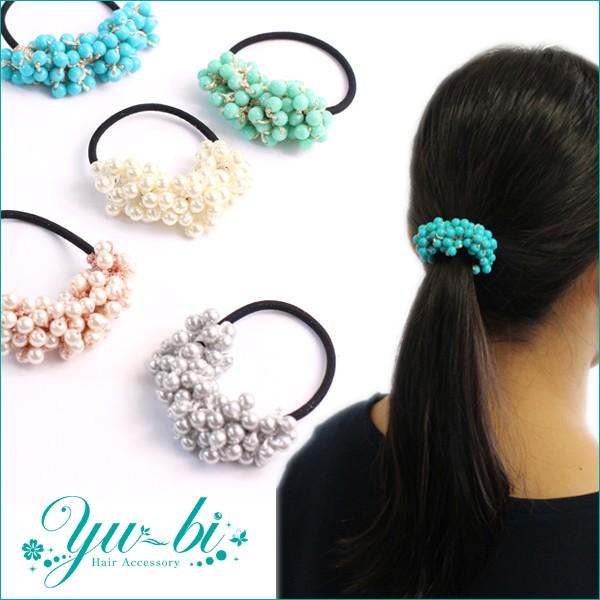 じゃらじゃらヘアゴム ピンク/グレー じゃらじゃらヘアゴム ピンク/グレー