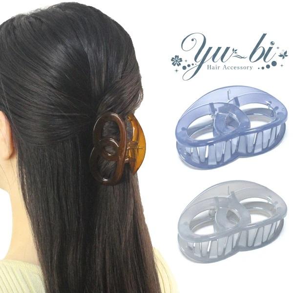 【定形外郵便OK２９０円】ヘアクリップ/リングかさなり くすみカラー バンスクリップ 韓国 k245☆グレー/ブルーグレー/べっこう（茶色）