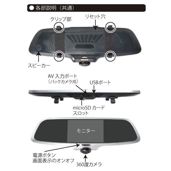 THANKO サンコー ドライブレコーダー ミラー型 360度 全方位 バック